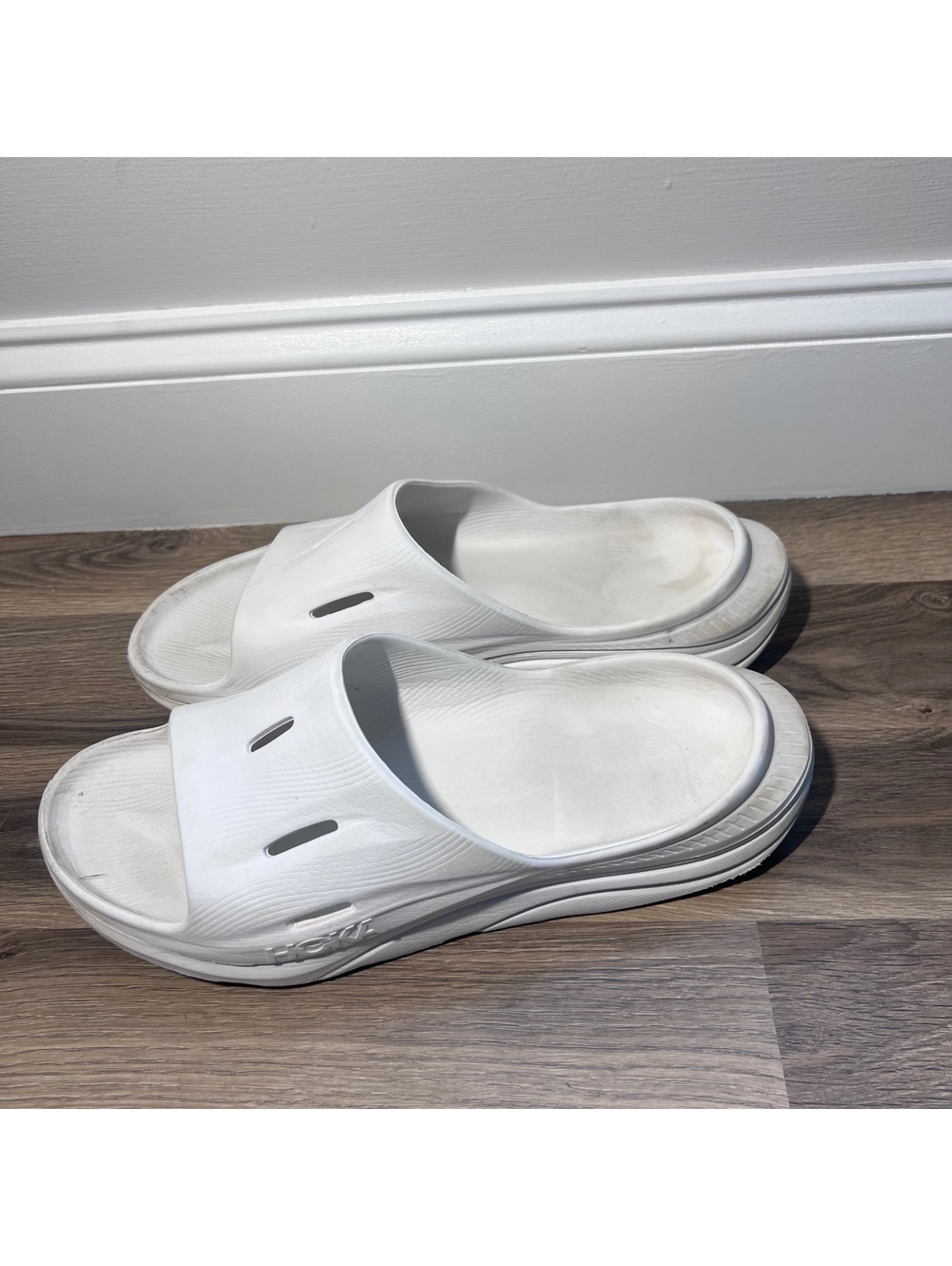 Hoka white slide sandals mens size 11